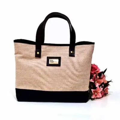 Bolsa / Sacola em Juta e Acabamento em Sintético