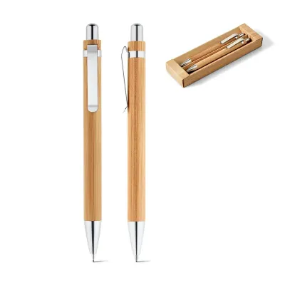 Kit com caneta e lapiseira em bambu. - 1802095