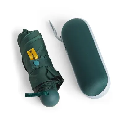 Guarda-chuva manual cápsula em poliéster de impacto impermeável e proteção UPF 50 (verde) - 1901804