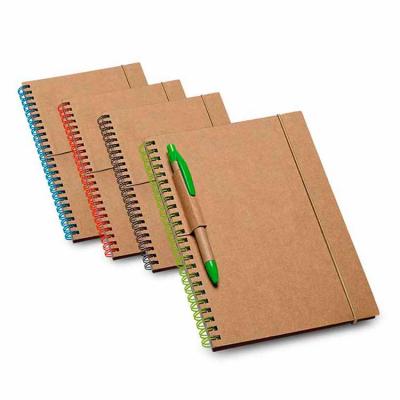Caderno de capa dura e papel reciclado e  porta caneta