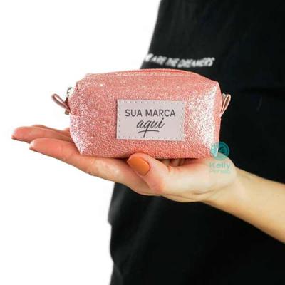 Porta níquel  Personalizado pequeno glitter rosa com placa Minsk sintético