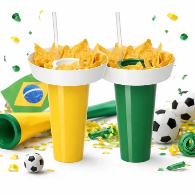 Copo Plástico com Tampa e Petisqueira 