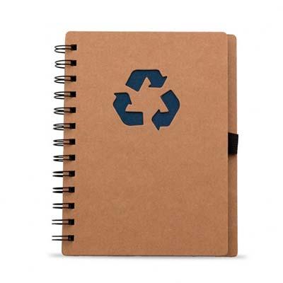 Bloco de anotação ecológico com símbolo de reciclagem na capa - 1301764