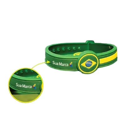 Pulseira Brasil 2026 Emborrachada Regulável Personalizada