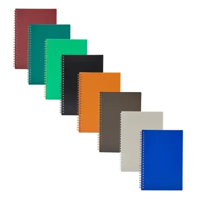 Caderno A5 plástico com wire-o metálico: várias cores