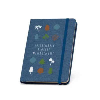 Caderno A5 com capa dura azul em rPET - 1661789