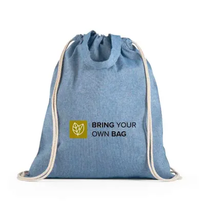 Sacola tipo mochila azul com algodão reciclado - 1678256