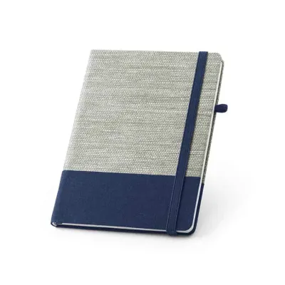 Caderno A5 com capa dura com detalhe azul