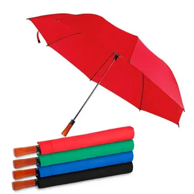 Guarda-chuva com Cabo de madeira - opções de cores - 1530451