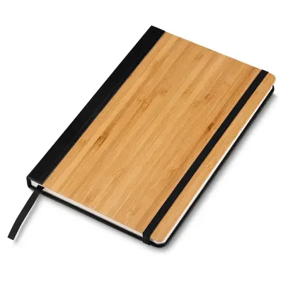 Caderneta em Bambu com detalhe preto
