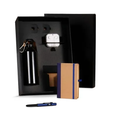 Kit Squeeze, Fone, Caderno e Caneta - Azul - 4 Pçs 1