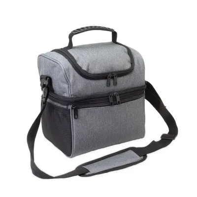 Bolsa térmica dupla de nylon com três compartimentos