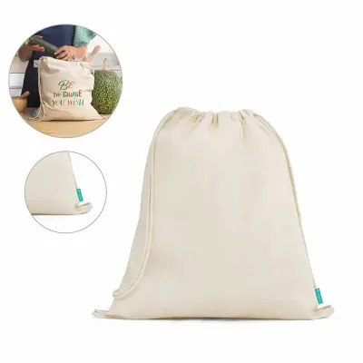 Sacola tipo mochila 100% algodão orgânico