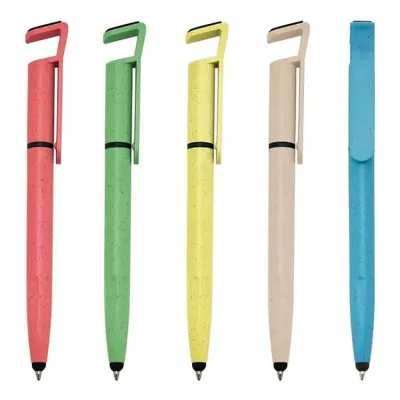 Caneta Fibra de Bambu Touch com Suporte em várias cores.