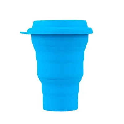 Copo Retrátil Reutilizável 480ml azul.