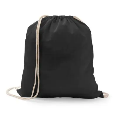 Sacola tipo mochila em algodão reciclado preta. - 1686760