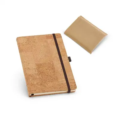 Caderno A6 em cortiça com capa dura e 80 folhas não pautadas em cor marfim. - 1669349