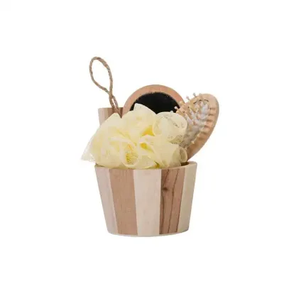 Kit banho de madeira com 3 peças