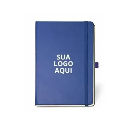 Caderno A5 azul personalizado