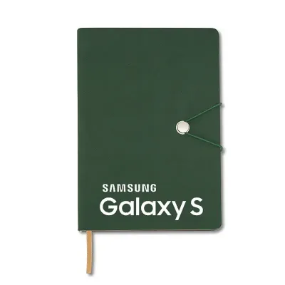 Caderneta verde com fecho de pino e elástico - 1696934