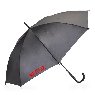  Guarda-chuva preto com cabo de madeira - 1717248