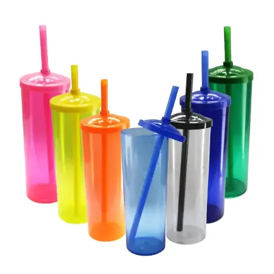 Copos long drink com canudo  - várias cores