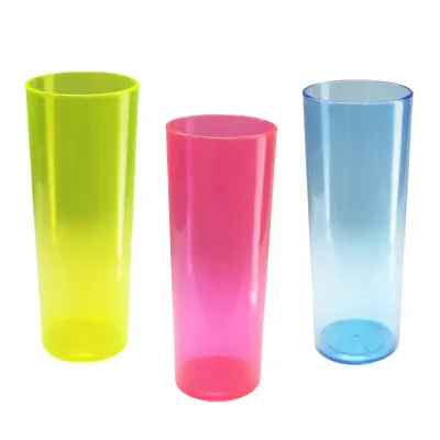 Copos long drink neon: amarelo, rosa e azul - 1760881