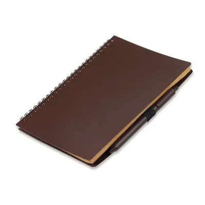 Bloco de anotações ecológico marrom com caneta plástica - 1760620