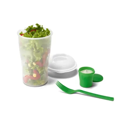 Copo para salada em PP com garfo e molheira verde