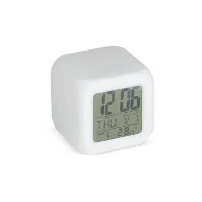 Relógio digital LED com despertador, feito em material plástico
