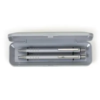 Conjunto caneta e lapiseira semi metal e estojo plástico resistente - 1973888