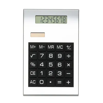 Calculadora plástica prata de 8 dígitos com detalhes preto - 1988491