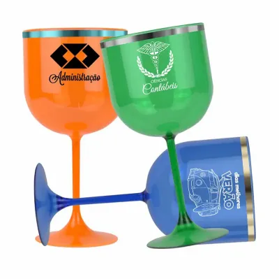 Taça de Gin Premium Borda Metalizada: laranja, verde, azul - 1791304