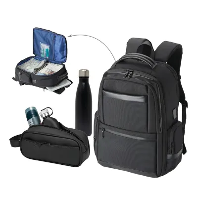 Kit com Mochila, garrafa térmica e necessaire