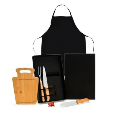 Kit Para Churrasco Com Avental - 5 Pçs