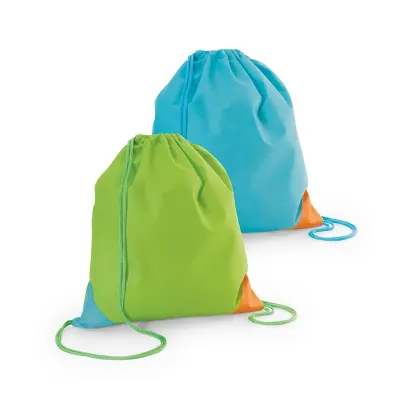 Saco mochila infantil: verde e azul