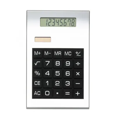 Calculadora plástica prata de 8 dígitos com detalhes preto - 1966083