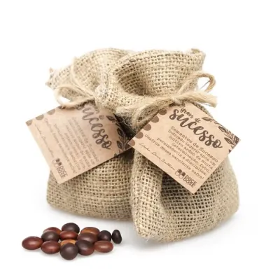 Saquinho de Juta com Chocolate Drageado