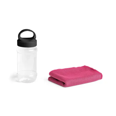 Kit toalha rosa e garrafa  - 1954557