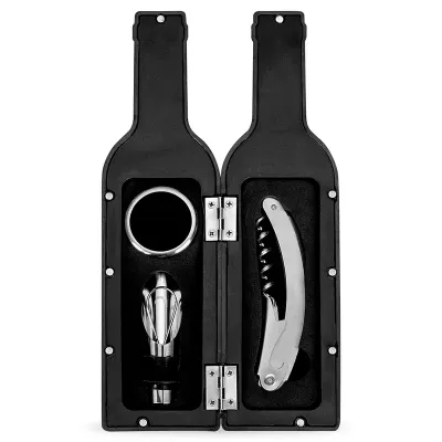 Kit vinho personalizado formato garrafa com 3 peças