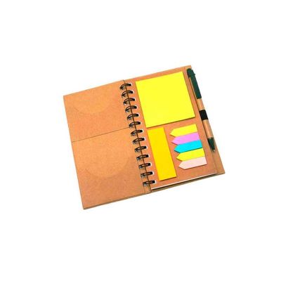Bloco de anotações personalizado,com 60 folhas, acompanha sticky notes e caneta de material reciclável. - 1948527