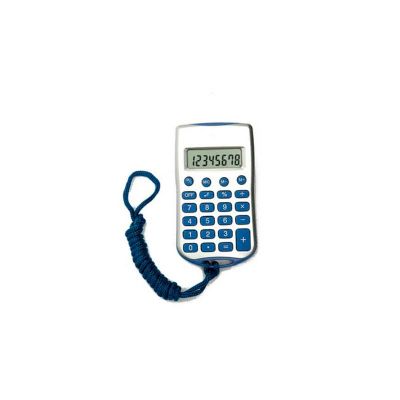 Calculadora com Cordão, 8 dígitos, nas cores azul e preto e personalização da logomarca em tampografia - 1945984