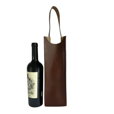 Wine bag em couro marrom - 1987480