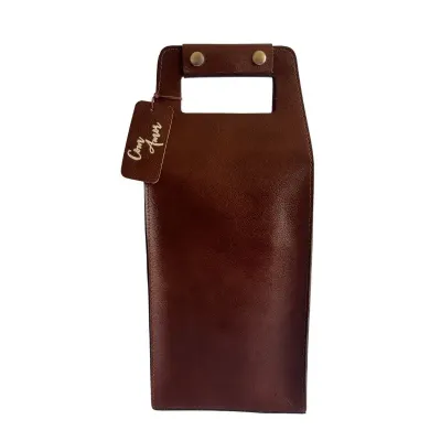 Porta garrafa em couro marrom - 1987354