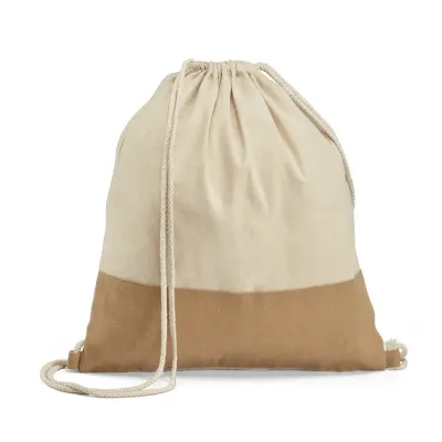 Mochila saco de algodão com detalhe imitação de juta