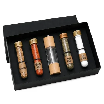Kit Gourmet com Moedor e 4 Tubetes de Temperos