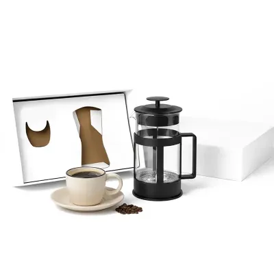Kit café personalizado com cafeira francesa de 350ml