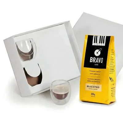 Kit café Personalizado e copos de vidro 80ml