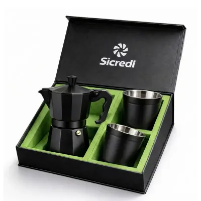 Kit café Personalizado com cafeteira e copos
