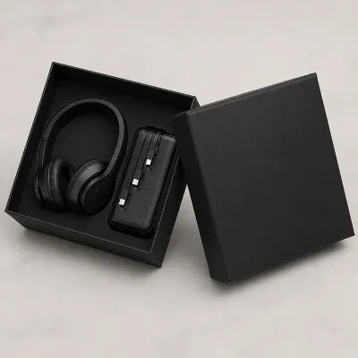 Kit Executivo Personalizado Power bank e fone de ouvido